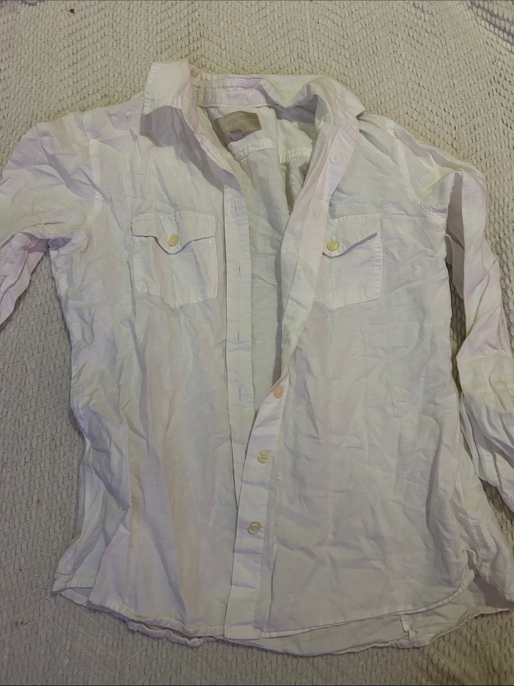 Banana Republic White Casual Linen Shirt